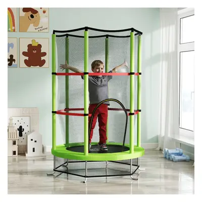 HOMCOM Kids Trampoline Mini Bouncer w/ Enclosure Net for Years Green