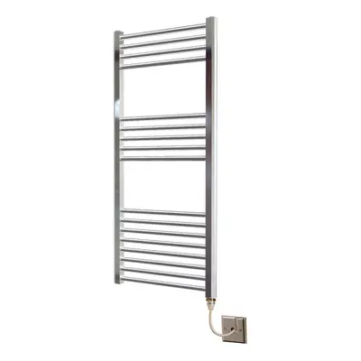 Greened House 500mm wide x 1000mm high Chrome Flat Electric Heated Towel Rail Designer Straight 