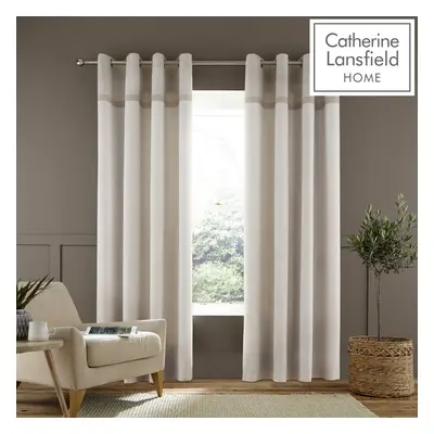 Catherine Lansfield Melville Woven Texture x Inch Eyelet Curtain Pair Natural