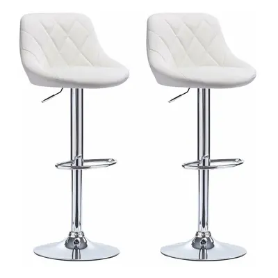 (White) MOF Bar Stools Set of Adjustable Swivel Gas Lift Chrome Footrest style