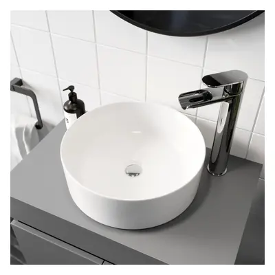 White Ceramic Round Countertop Bathroom Sink Basin - x 352mm