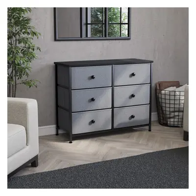 (Grey & Black) Chorley Fabric Drawer Home Storage Chest