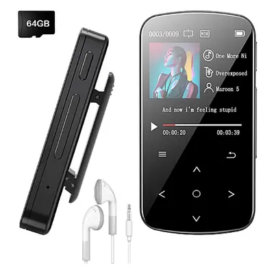 Mp3 Player 64gb With Bluetooth 5.2, 1.5 Inch Colorful Screen Sensitive Touch Button, Hi-fi Music