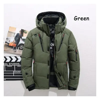 (green, XXL) -30 Winter Men Duck Thick Down Jacket Men Snow Parkas Coat Male Warm Winter Down Ja