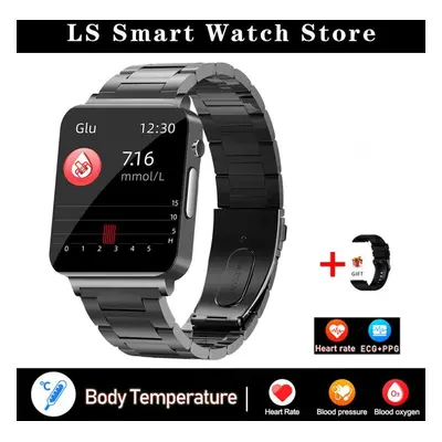 (black, steel) New Smart Watch Men Three High Laser Healthy Heart Rate Blood Pressure Measuremen