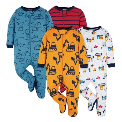 Onesies Brand Baby Boys' 4-Pack Sleep 'N Play Footies Truck Months