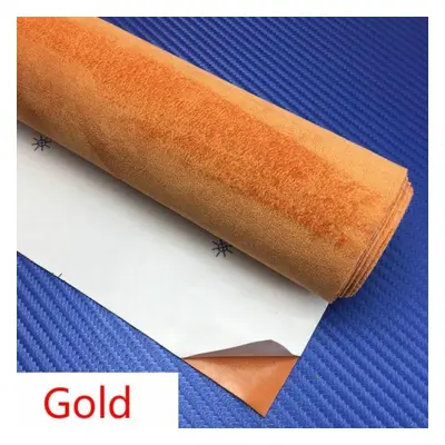 (gold) Self Adhesive Suede Leather Fabric Wrap Film Sticker Paper All Around Stretch Diy Car Int