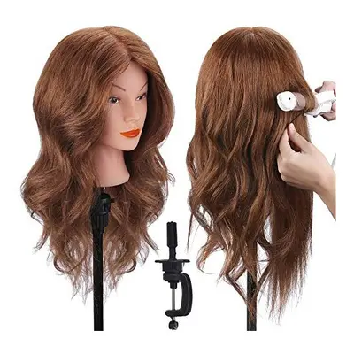 TopDirect Training Head 18inch 100% Real Hair Cosmetology Hairdressing Mannequin Manikin Doll wi