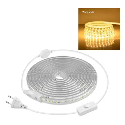 (warm white, 10M) 220v Led Strip Light Smd Waterproof Led Diode Tape Eu Plug 120leds/m 1-10m Diy