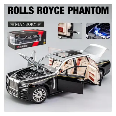 (black,silver, 1/24-21x6.8x5.7cm) 1/24 Scale Phantom Model Car, Zinc Alloy Pull Back Toy Car Met