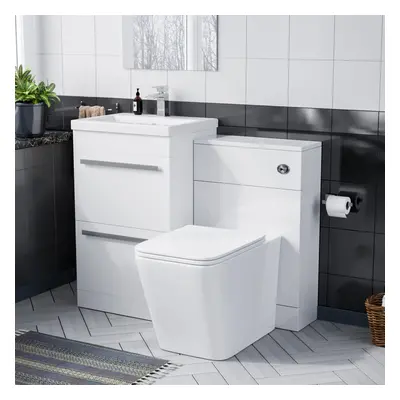 Nanuya 500mm Basin Vanity Cabinet & WC with Lyndon Square Rimless Toilet