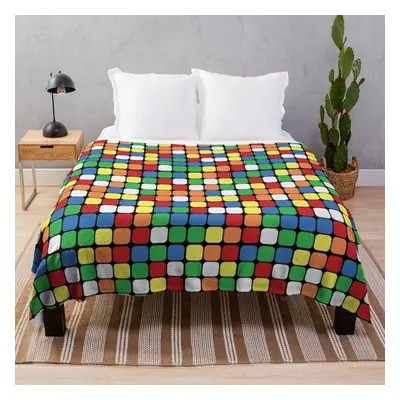 Fleece Throw Blanket Scrambled Rubik's Cube Pattern for Sofa Couch Kids x Inches