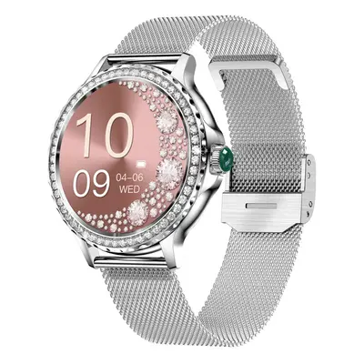 (Silver) Smart Watch Women IP68 Waterproof Heart Rate Monitor Blood Pressure Sports Bracelet Lad