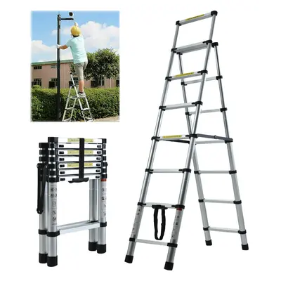 7 Telescopic Step Ladder Aluminium Heavy Duty 150KG/330lb Capacity Portable Anti-Slip A Frame St