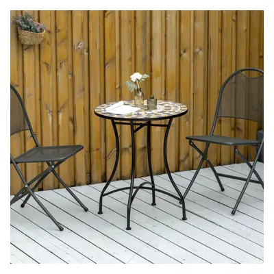 Outsunny 60cm Mosaic Round Bistro Table Outdoor Garden Side Table, Grey