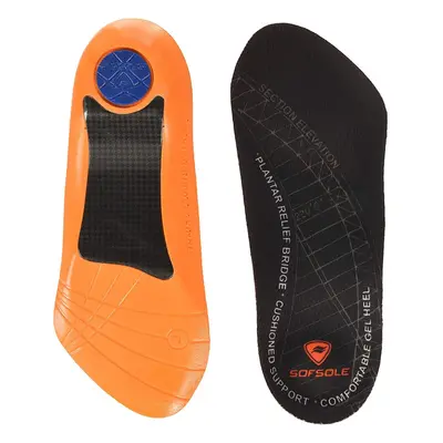 Sof Sole Unisex_Adult Fascia, Support, Orthotic Insoles Plantar Relief Bridge, Heel Gel, Black, 