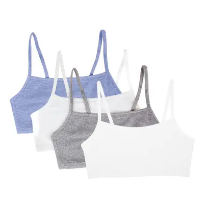 Fruit of the Loom womens Spaghetti Strap Cotton Pullover Value Pack Sports Bra Heather Grey/Whit