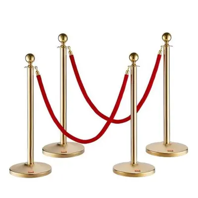 Vevor QTGLZJSBXGKT1C9XHV0 Crowd Control Stanchion Post with Piece Velvet Rope, Golden - Pack of