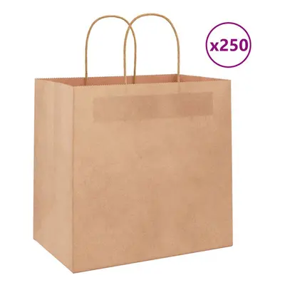 (brown, x x cm) vidaXL Paper Bags pcs with Handles Brown 21x11x36 cm Paper Grocery Bag