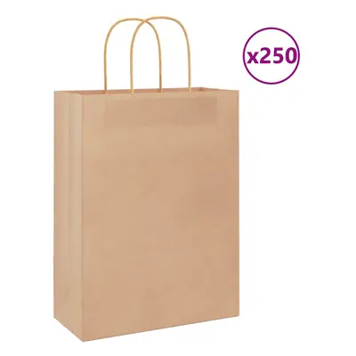 (brown, x x cm) vidaXL Paper Bags pcs with Handles Brown 21x11x36 cm Paper Grocery Bag