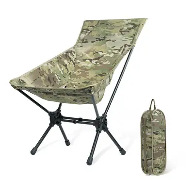 (Multicam) Portable Camping Chairs Outdoor High Back Chair For Fishing Trekking BBQ Parties Gard