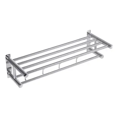 Stainless Steel Perforated Towel Rack Double Shelf Strong Bearing Capacity For Home Hotel