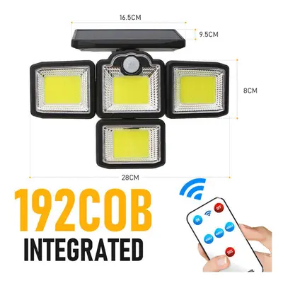 (Integrated-192 COB) 192/198 LED COB Outdoor Solar Lights Head Motion Sensor Wide Angle Lighting