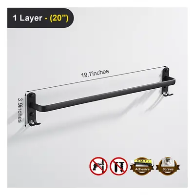 (1, 20Inches) Towel Hanger Wall Mounted CM Towel Rack Bathroom Aluminum Black Towel Bar