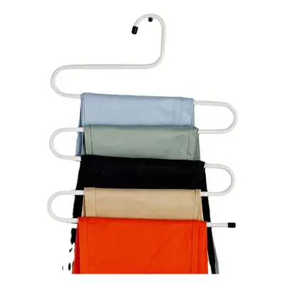 (White) Type Pants Trousers Hanger Multi Layers Stainless Steel Clothing Towel Storage Rack Clos