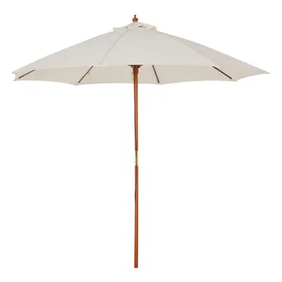 Outsunny 2.5m Wooden Garden Parasol Outdoor Umbrella Canopy w/ Vent Off-White