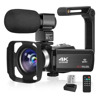 Video Camera 4K Camcorder 48MP Video Camera with Microphone Digital Zoom YouTube Camera 3'' Touc