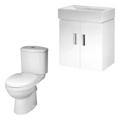 Orbit Cloakroom Bundle - Wall Hung Vanity Basin Unit, Toilet Pan, Cistern & Seat (Tap Not Includ