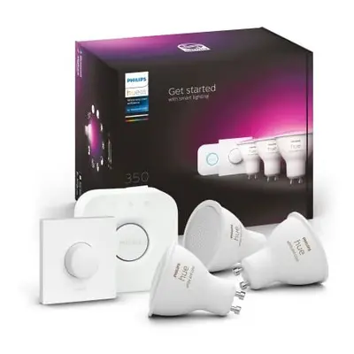 Philips Hue White & Colour Ambiance Starter Kit: Smart Bulb 3X Pack LED [GU10] incl. Bridge and 