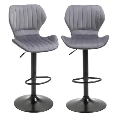 HOMCOM Bar Stool Set of Fabric Adjustable Height Swivel Counter Chairs