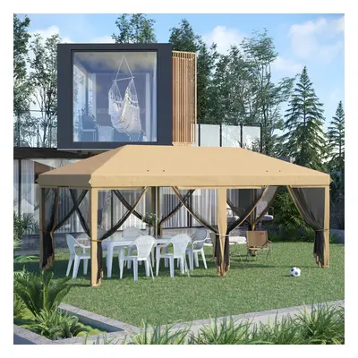 Outsunny x 3(m) Pop Up Party Tent Canopy with Removable Sidewalls Beige