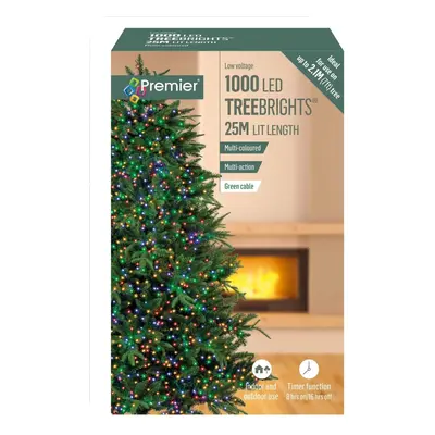 1000 LED Multi Action 7ft Christmas Tree Cluster Lights & Timer - Multi Colour