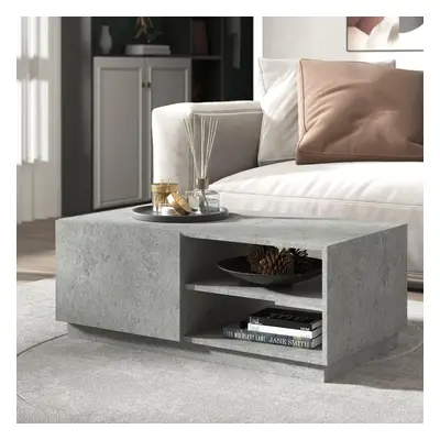 (Concrete, Paxton) paxton Coffee Table - Drawer Open Shelves Storage Unit - Rectangular Living R