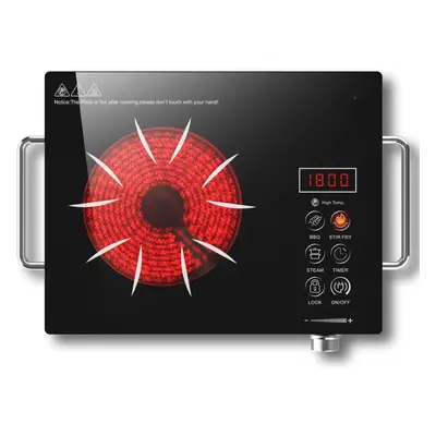 (1 Zone With Knob) Single Ceramic Hob Portable with BS Plug, Plug in Ceramic Hob with Knob, Plug