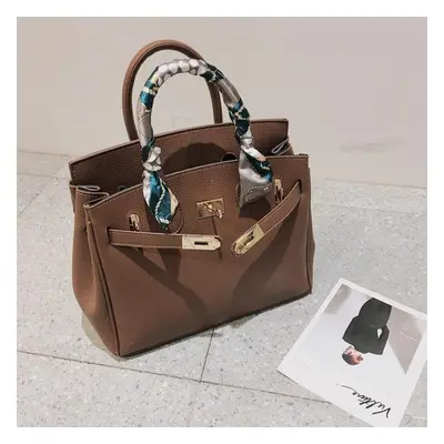 (brown) Women Bags Fashion Lychee Pattern Platinum Bag Hand Shoulder Diagonal Female Bag