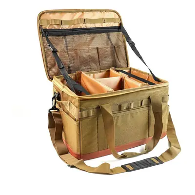 (khaki) Portable Large Zipper Camping Bag Anti-crash Stove Cookware Carrying Bag Multifunctional