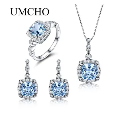 (sky blue, 9) Umcho Nano Sky Blue Topaz Sterling Silver Jewelry Set