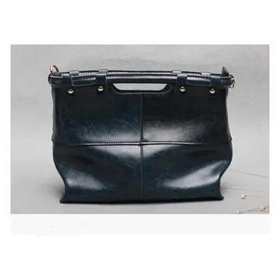 (black, 21cm*11cm*25cm) Women&apos;s Original Ecological Cowhide Leather Women&apos;s Bag Rivet 