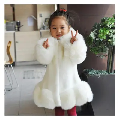 (white, 130) Girls Baby&apos;s Kids Coat Jacket Outwear Warm Plus Velvet Thicken Outdoor Fleece 