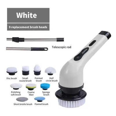 (white, in 1) 9-in-1 Multifunctional Wireless Electric Cleaning Brush Household Kitchen Bathroom