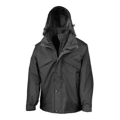 (3XL, Black) Result Mens Zip And Clip Waterproof in Jacket