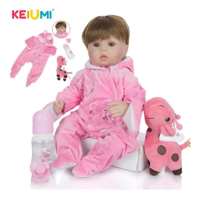 (brown, inch) Keiumi Cute Cm Silicone Soft Reborn Baby Dolls Vinyl Baby Doll Toy For Girl Cospla