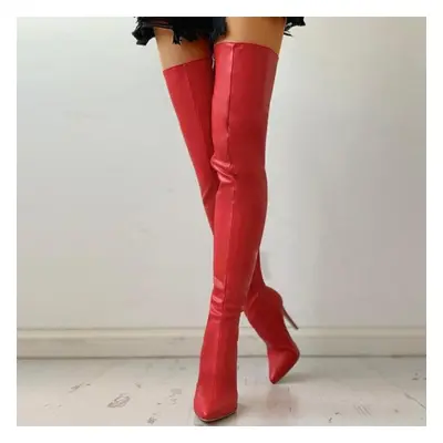 (red, 39) Black Sexy Over The Knee Boots Women High Heels Shoes Ladies Thigh High Boots Spring L