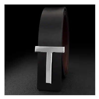 (High Quality T Letter Designer Belt Denim Formal Leather Black Belt Men Fashion Luxury Designer