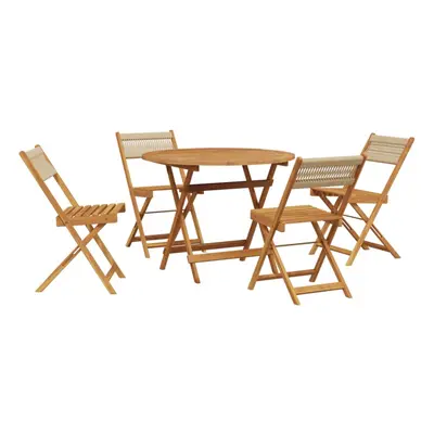 vidaXL Garden Dining Set Piece Chairs Beige Polypropylene and Solid Wood