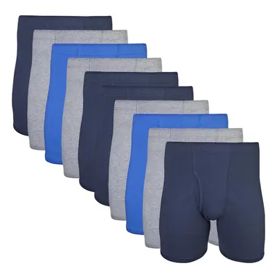 Gildan Men's Underwear Covered Waistband Boxer Briefs Multipack Mixed Royal 10-Pack